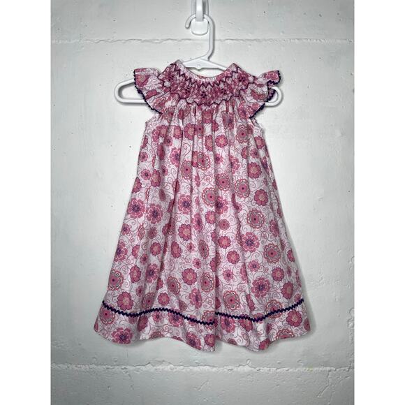 Silly Goose Hand Smocked Girls Floral Dress Size 12 Months - Picture 1 of 7